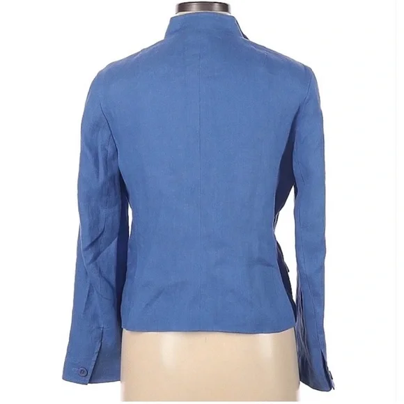 Talbots Periwinkle Blue 100% Linen Blazer Size 10 Petite - Picture 2 of 12